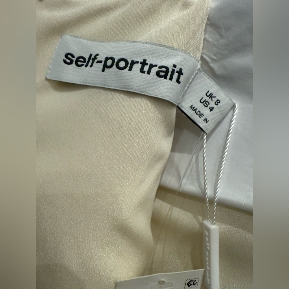 NWT Self-Portrait Embellished Cream White Crepe Blouse Size 4 - Picture 5 of 11